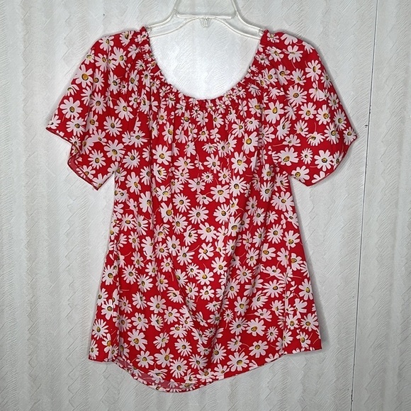 ❤️ 🆕 SHEIN Floral ruffle trim off shoulder top Size 1XL - Picture 4 of 5